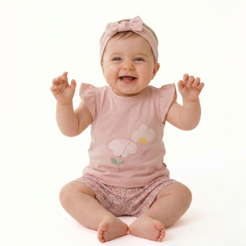 Cloud Fashion Pink Floral Baby Set - Image 2