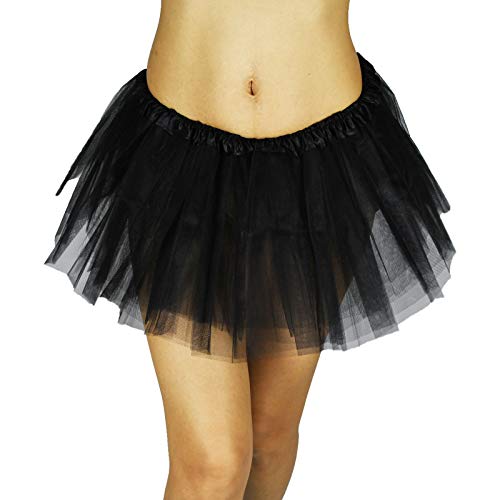 KICOFIT Tutu Skirts Women Halloween Costume Party Dress Up Running Skirt 4 Layers 5 Layers Black - Image 1