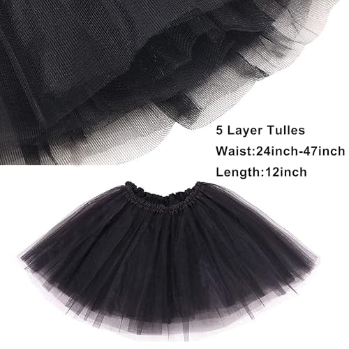 KICOFIT Tutu Skirts Women Halloween Costume Party Dress Up Running Skirt 4 Layers 5 Layers Black - Image 2