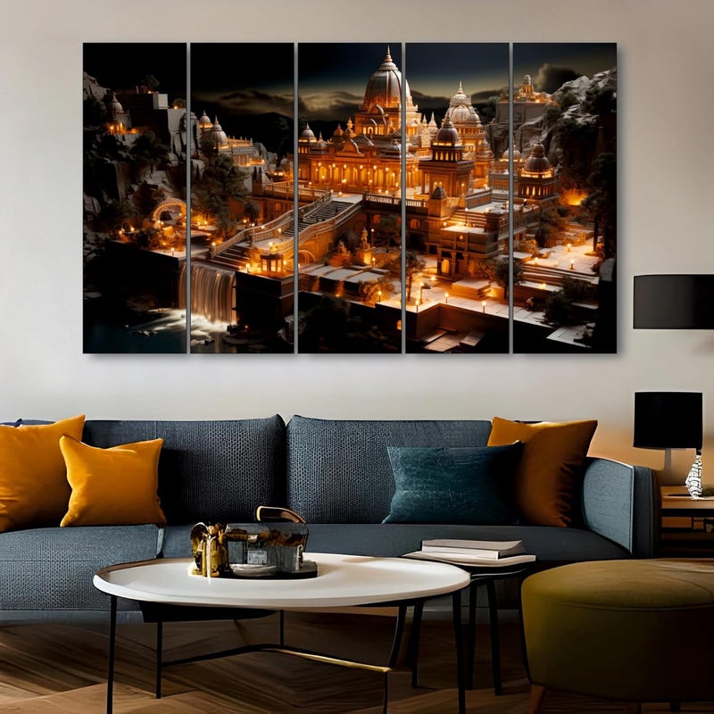 The Castle Decor Ram Mandir Painting With Frame 5 Big Size 36x60 wall Art for Living Roombedroomdrawing Roomhotelsdigital Painting - Image 1