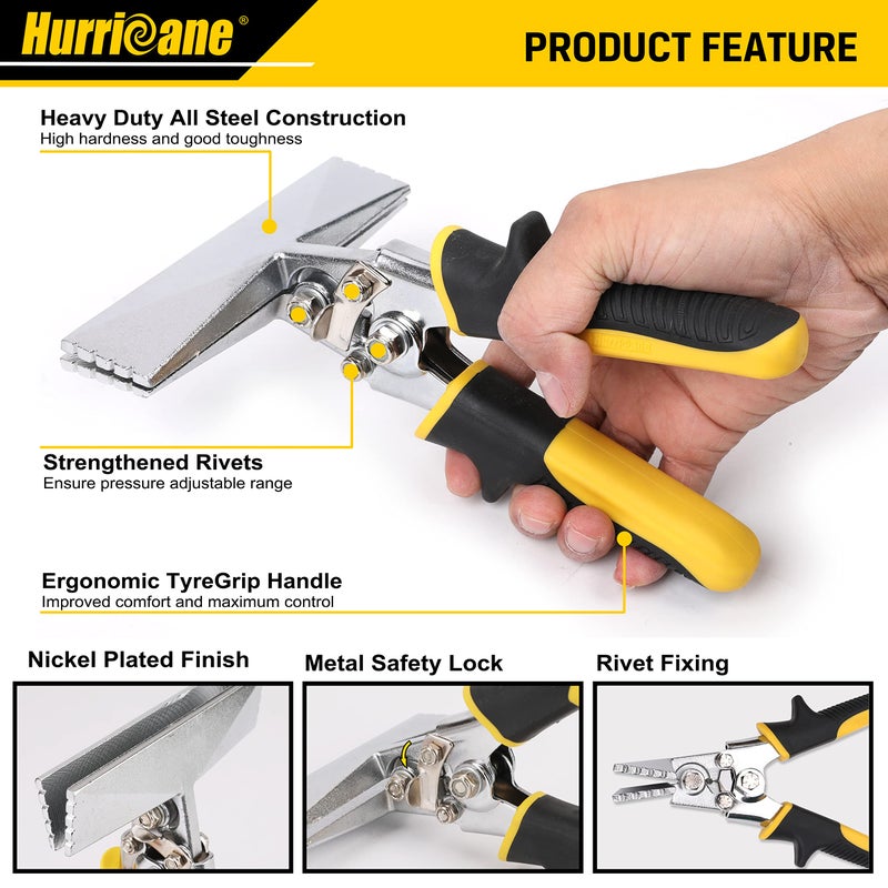HURRICANE Sheet Metal Hand Seamer, 6 Inch Straight Jaw Bender Tools for Flattening Metal, Bending Pliers with Ergonomic TyreGrip Handle - Image 2