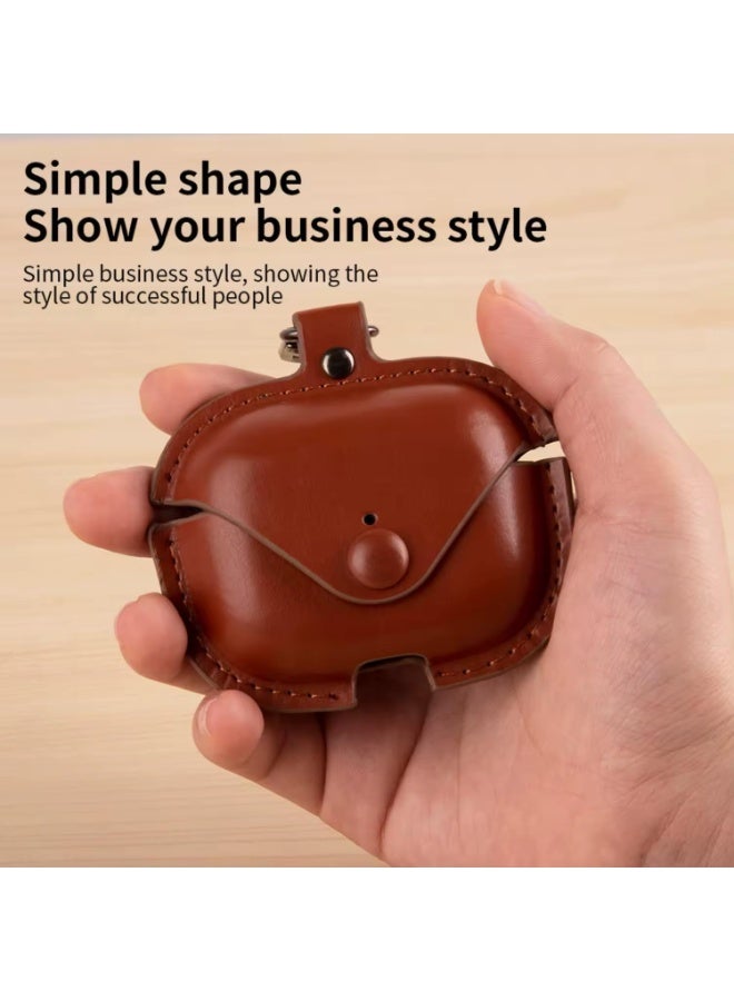 Leather Compatible with Anker Soundcore R50i Case Cover, Leather Shockproof Protective Case Wireless Earbuds with Carabiner - Image 3