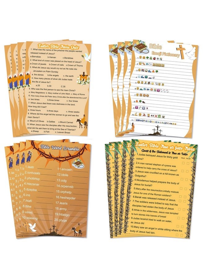 MLOLM 104 Pcs Bible Game Cards Bible Trivia Quiz Game Cards Christian Party Game for Adults and Family Religious Activities Games for Vacation Bible School Sunday Church Easter Favors Supplies Jesus - Image 1