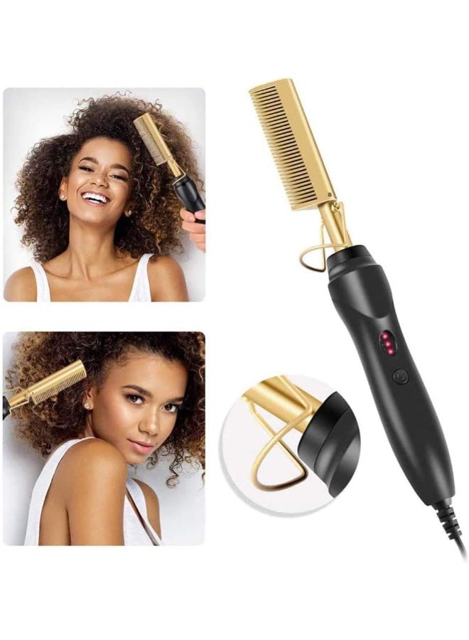 Z&Y Hot Comb Hair Straightener Electric Straightening for African American And Wigs Ceramic Wand Curling Irons Lightweight Protective Brush - Image 1