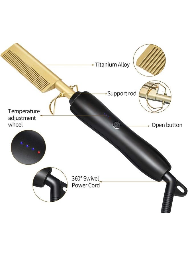 Z&Y Hot Comb Hair Straightener Electric Straightening for African American And Wigs Ceramic Wand Curling Irons Lightweight Protective Brush - Image 2