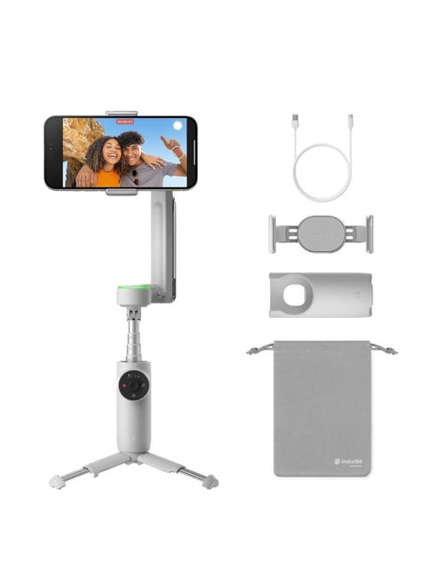 Insta360 Flow Pro - AI-Powered Gimbal Stabilizer for Smartphone, Apple DockKit Enabled, 360º Infinite Pan Tracking, 3-Axis Stabilization, Built-in Tripod, Portable & Foldable, AI Tracking