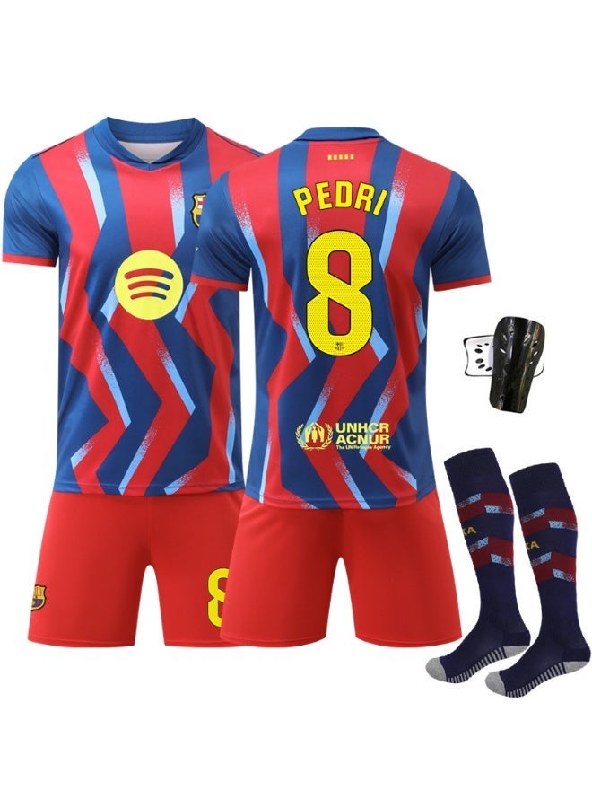 برشلونة 2025-2026 season Barcelona #8 PEDRI football jersey shorts socks protective gear set children's size and adult size gifts for fans and friends - Image 1