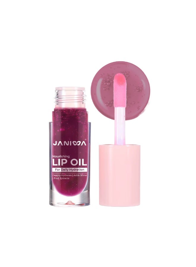 JANIWA Hydrating Lip Oil Gloss with Sweet Cherry Seed Olive Oil and Vitamin E Lightweight Non Sticky Lip Care for Daily Use Berry Glow - Image 1