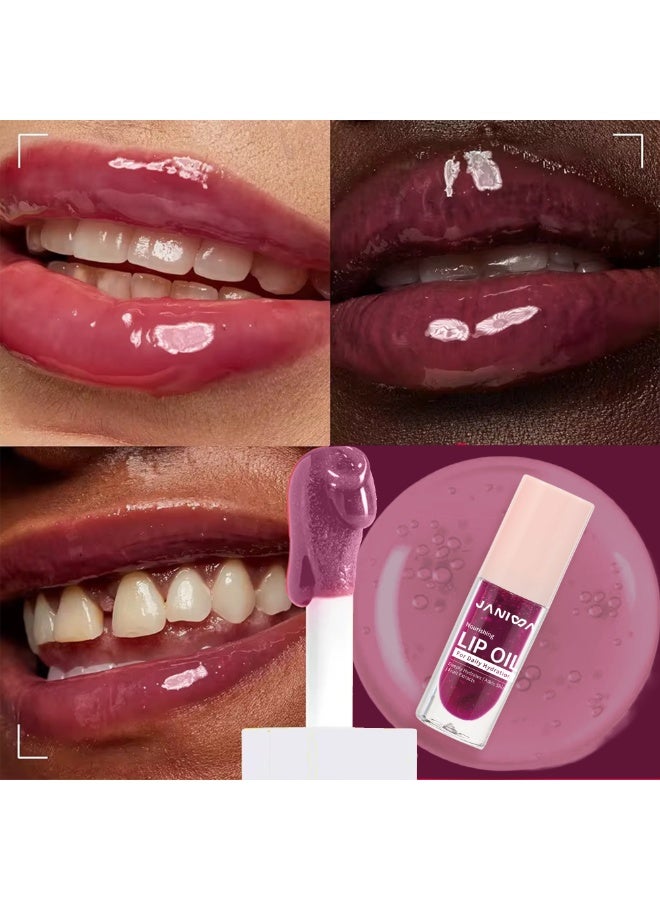 JANIWA Hydrating Lip Oil Gloss with Sweet Cherry Seed Olive Oil and Vitamin E Lightweight Non Sticky Lip Care for Daily Use Berry Glow - Image 2