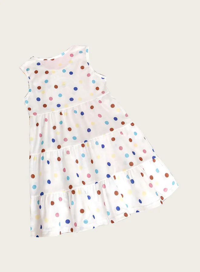 تايك تو فستان طبقات بطبعة نقاط ملونة