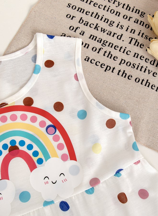 Take Two Girls Rainbow Polka Dot Print Tiered Dress - Image 5