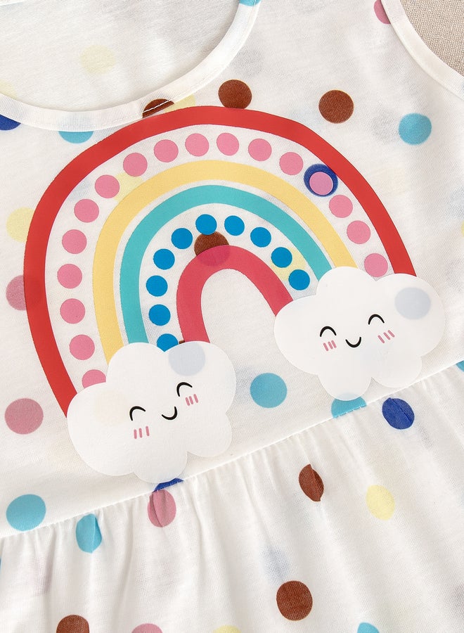 Take Two Girls Rainbow Polka Dot Print Tiered Dress - Image 4