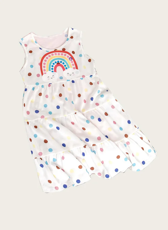 تايك تو فستان طبقات بطبعة نقاط ملونة