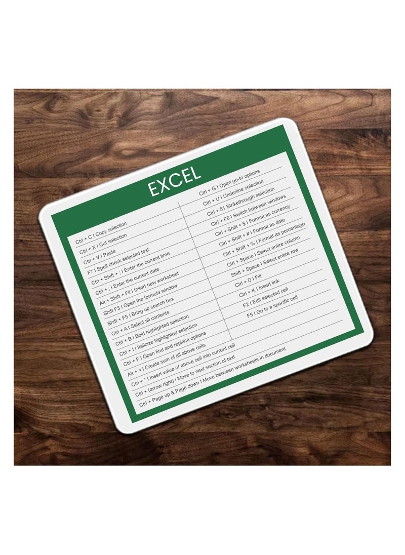 PRINTSHOP4ME - Excel Shortcut Printed Mousepad - Gift for Accountant - Employees - Dad - Coworkers - Colleagues - Friends and Family - Mousepad for Printed Excel Cheat Sheet - Image 1