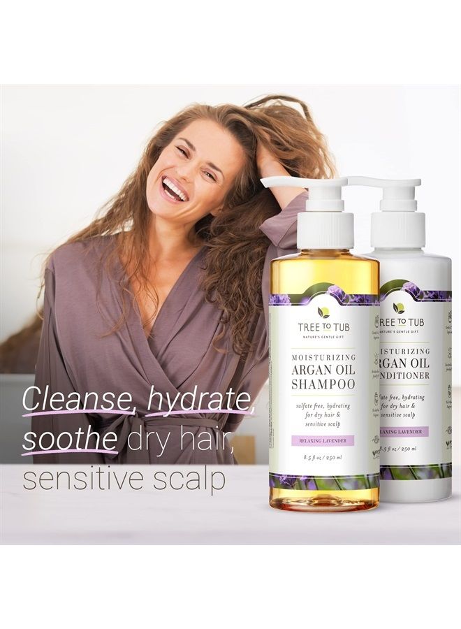 Tree To Tub Hydrating Sulfate Free Shampoo and Conditioner Set for Dry Hair, Dry Scalp, Frizz - Moisturizing Argan Oil Shampoo and Conditioner for Women & Men w/Organic Aloe Vera All Natural Lavender - Image 2