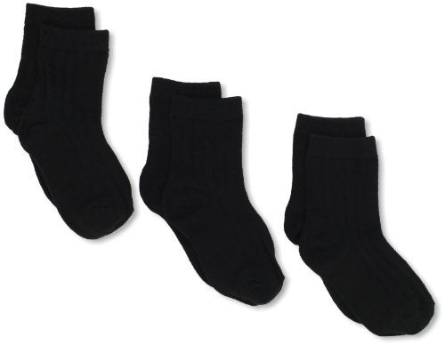 Jefferies Socks Little Boys' Rib Crew Socks 3 Pair Pack, Black, Toddler - Image 1
