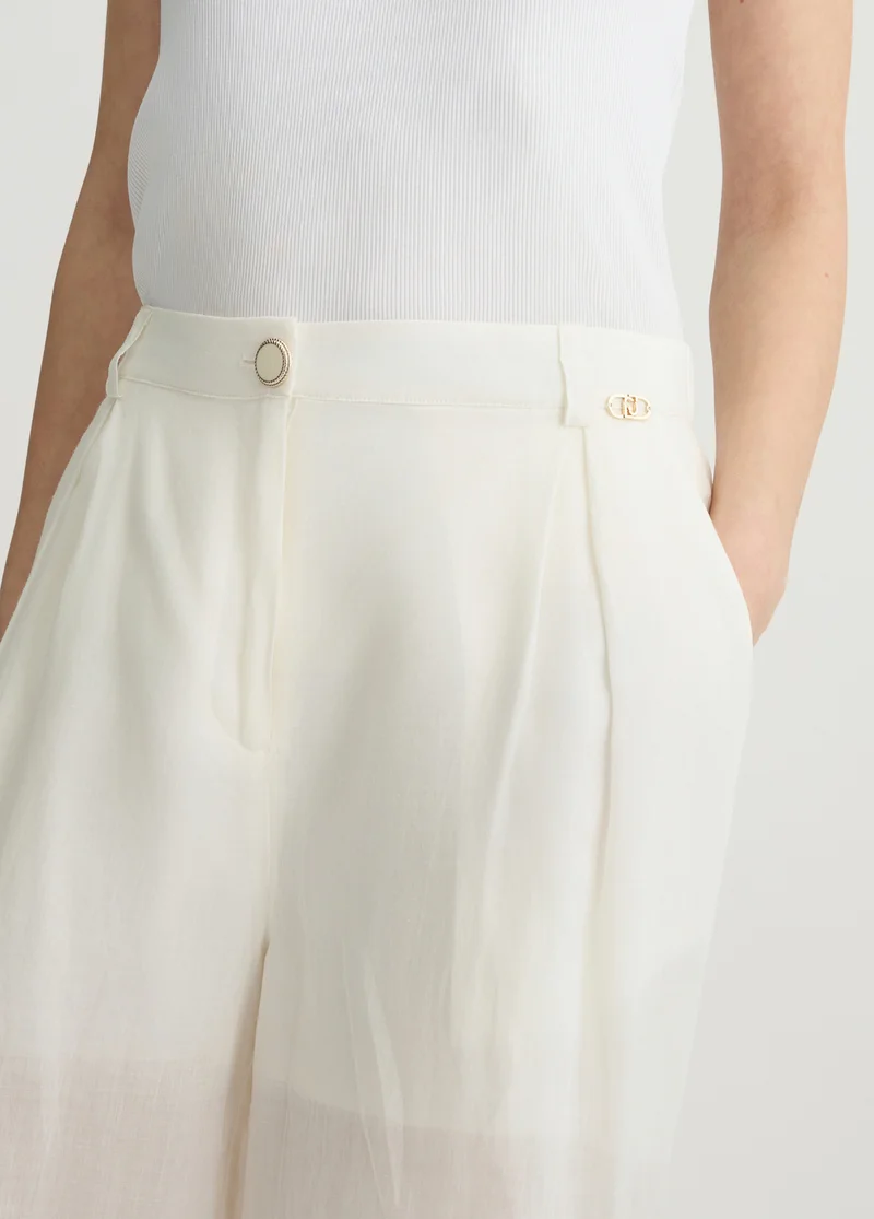 ليو جو Ramie palazzo trousers