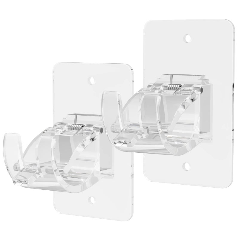 CIEMGNZOC 2PCS No Drill Curtain Brackets SelfAdhesive Rods Adjustable Curtain Hooks for Rods Under 157 Inch Transparent