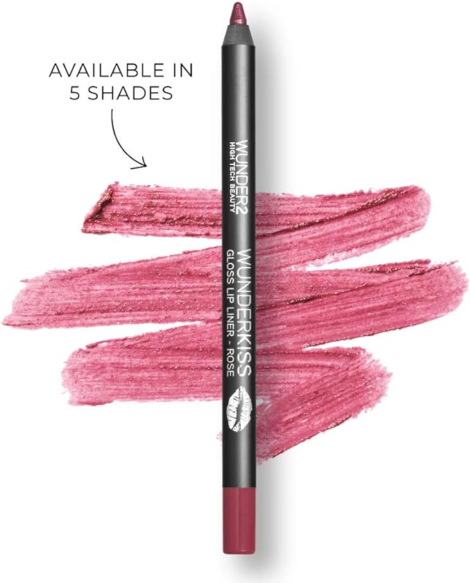 WUNDERBROW LIPS Makeup Gloss Lip Liner Pencil Rose Pink Long Lasting Glossy High Shine Wunderkiss