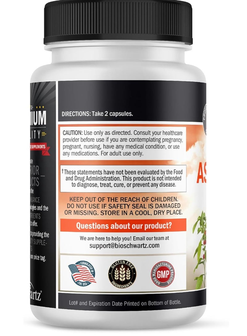 بيو شوارتز أشواغاندا ٥٠٠ ملغ لكل حصة ١٢٠ كبسولة ٦٠ حصة - Image 3