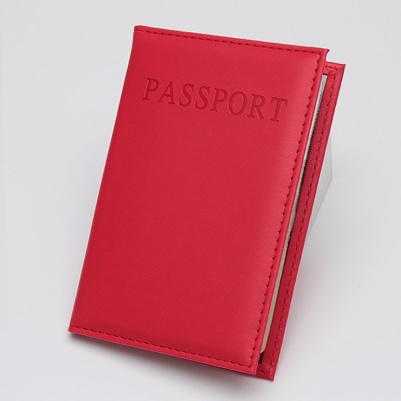 Custom Logo Leather Passport Holder Bright red 