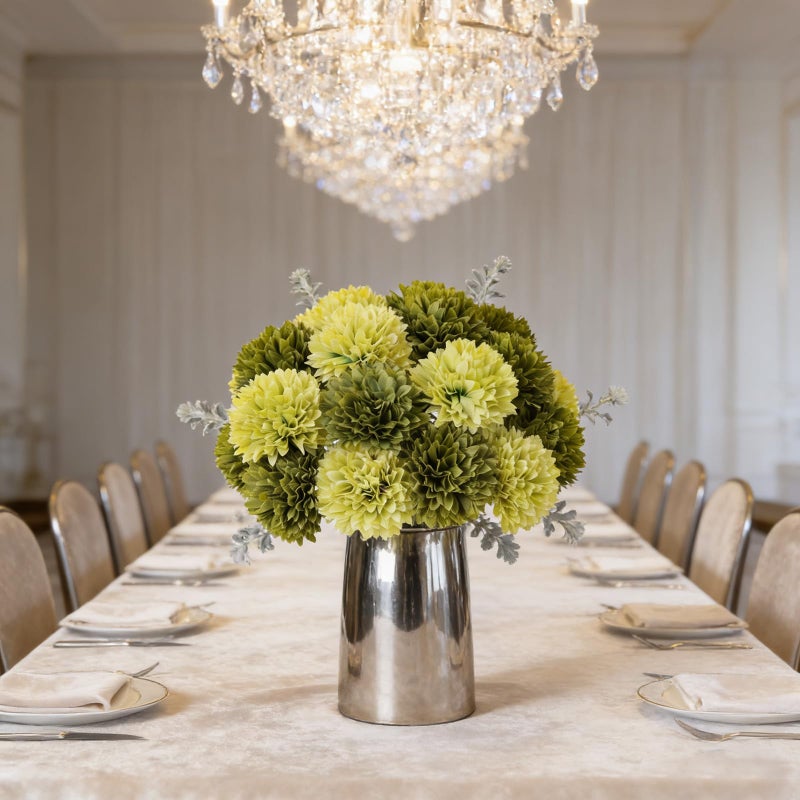 Kimura's Cabin 20Pcs Green Chrysanthemums Artificial Flowers Fake Silk Ball Flowers Mums Bouquets Arrangements Wedding Party Decor St Patricks Day Home Garden Table Centerpieces DIY Floral (Green) - Image 4