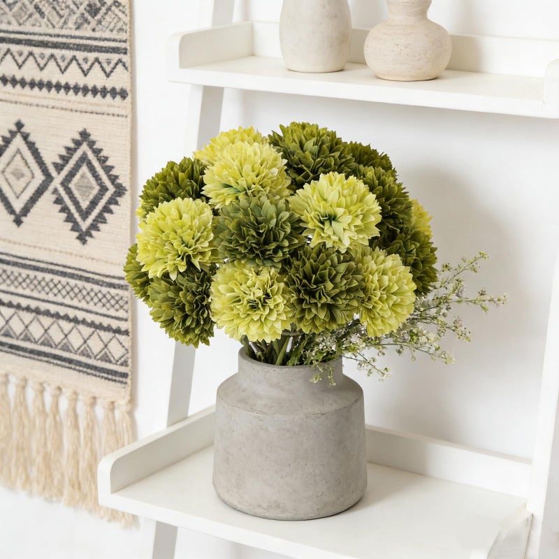 Kimura's Cabin 20Pcs Green Chrysanthemum Artificial Flowers Fake Silk Mums Flower with Stem Balls Flowers for Wedding Bouquets Arrangements St Patricks Day Home Garden Table Centerpieces DIY Decor - Image 5