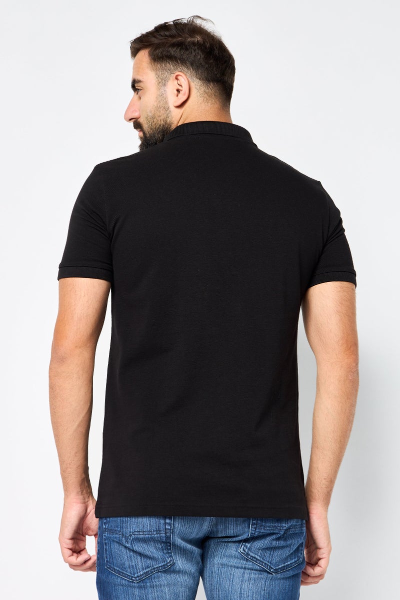 JOHN RICHMOND Men Regular Fit Brand Logo Short Sleeves Polo Shirt, Black - Image 4