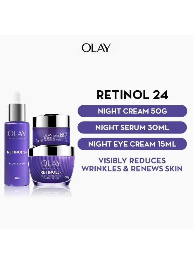 Olay Regenerist Retinol 24 Night Regimen Bundle - Cream + Serum + Eye Cream - Image 1