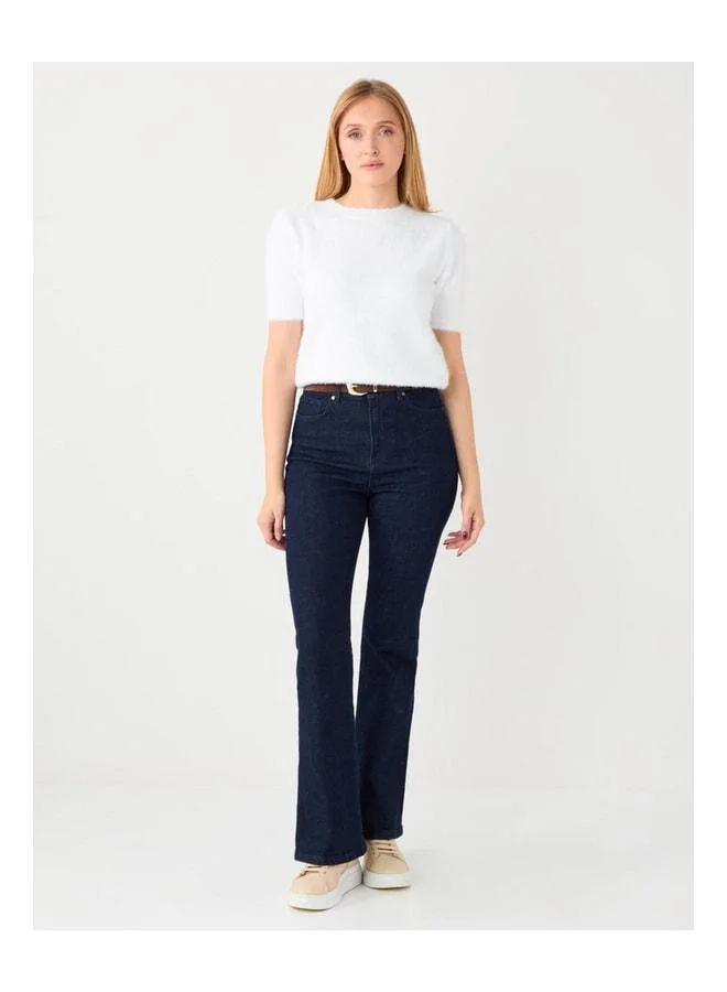 Jimmy Key Ecru Short Sleeve Round Neck Knit Sweater