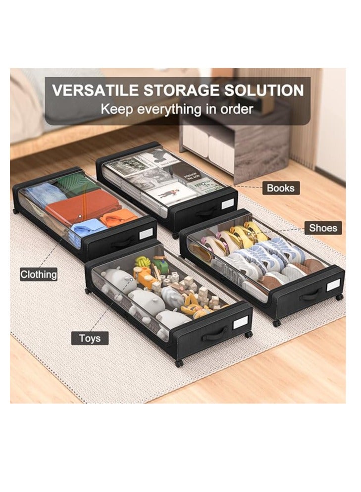Arabest Under Bed Storage with Wheels, 2 Pack Under Bed Storage Containers, Large Under Bed Rolling Storage with Clear Window & Label, Bedroom Storage Organizer for Clothes, Shoes,Toys, Books, Blankets  - Image 5
