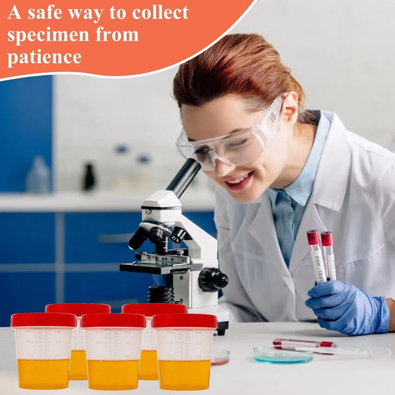 JFRHUDS 100 Pcs Specimen Cups with Lids 4oz Disposable Urine Cups with Sealing Cover Specimen Container with Leak Proof Screw on Sample Collection Kit for Safe Urine Pee Sample Analysis Testing - Image 4