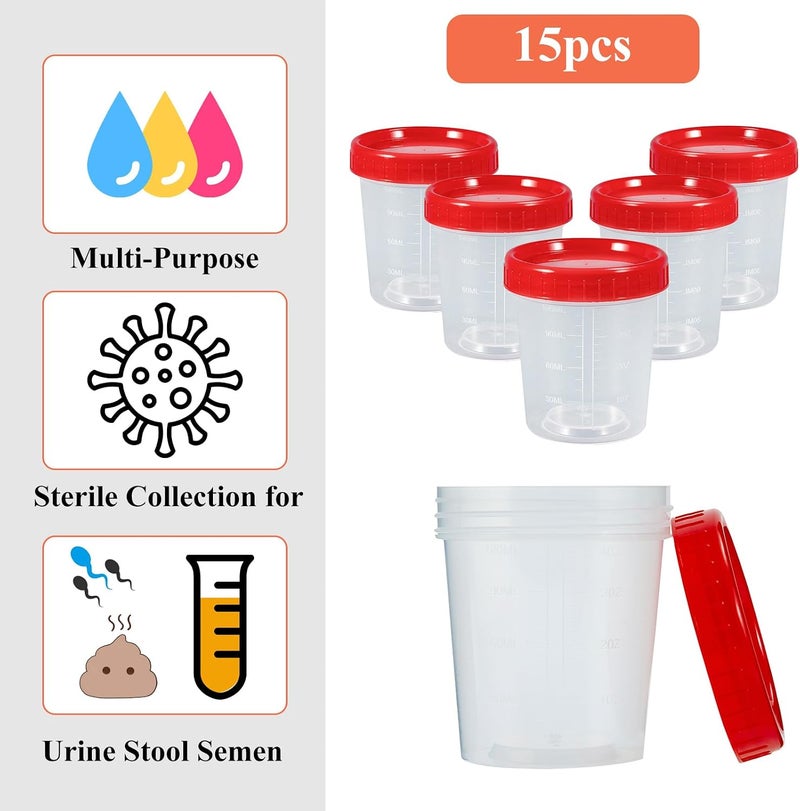 JFRHUDS 100 Pcs Specimen Cups with Lids 4oz Disposable Urine Cups with Sealing Cover Specimen Container with Leak Proof Screw on Sample Collection Kit for Safe Urine Pee Sample Analysis Testing - Image 3