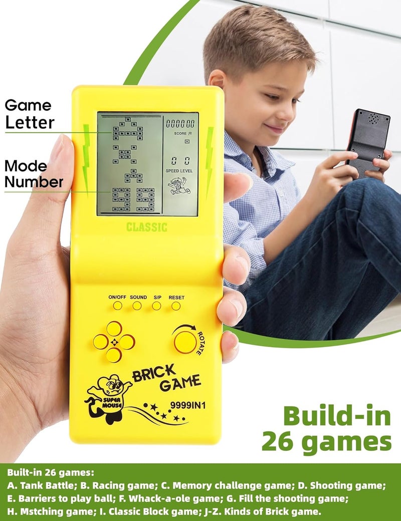 HLF 3.5-inch Large Screen Brick Game Console Building Block Racing/Tank Game Built-in 26 Classic Games Nostalgic Puzzle (Pink) - Image 3