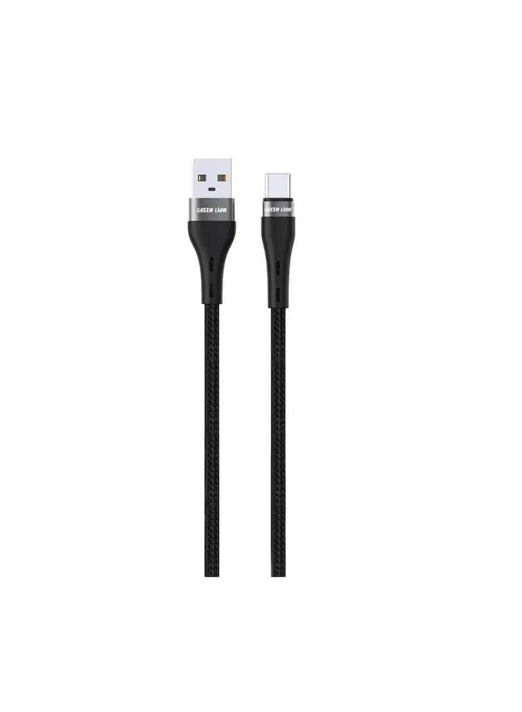 GREEN LION USB-A to USB-C 1 Meter Braided Cable 15W / 480Mbps Transfer Speed / 10000 Bends / Charge & Sync / Secure & Safe / Wide Compatible - Black - Image 1