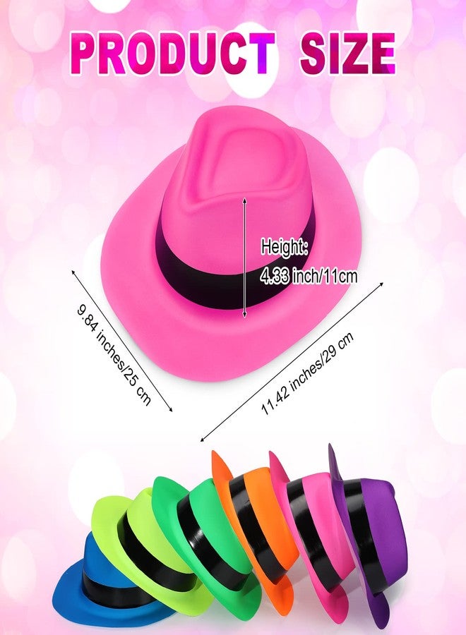 Handepo 48 Pieces Neon Mafia Style Party Hats - Bright Dress Hats for Gangster Music Disco Birthday, Photo Booth Props and Favors - Image 2