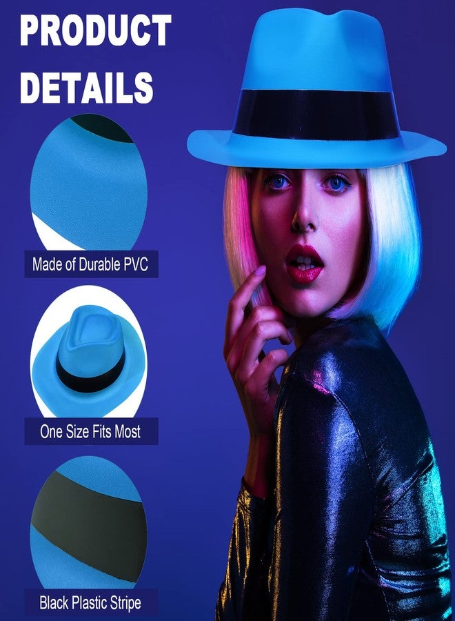 Handepo 48 Pieces Neon Mafia Style Party Hats - Bright Dress Hats for Gangster Music Disco Birthday, Photo Booth Props and Favors - Image 3