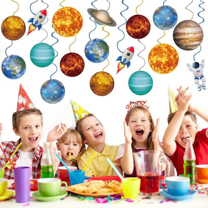 Runloon 40Pcs Solar System Hanging Swirl Decorations, Outer Space Party Ceiling Hanging Swirls Space Themed Party Swirls Streamers for Space Themed Birthday Baby Shower Party Decor Supplies - Image 3