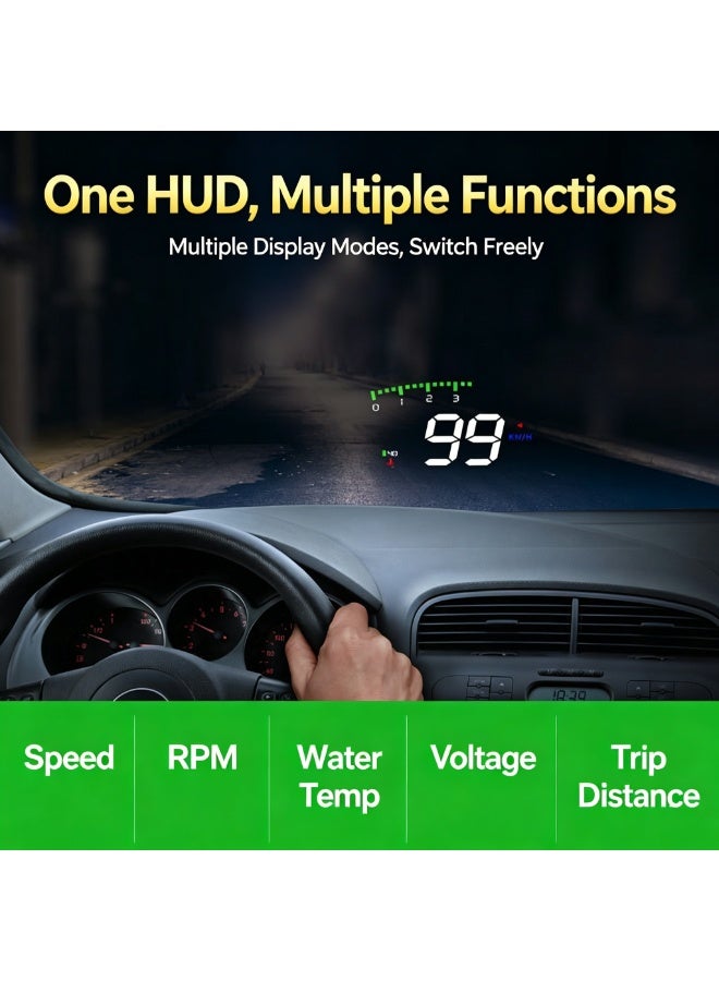 NIBEMINENT A900 Car HUD Head‑Up Display, 3.5 Inch OBD2 Digital Speedometer, Windshield Projection, Shows Speed,RPM,Water Temperature,Voltage, Plug‑and‑Play for OBD‑II Vehicles - Image 2