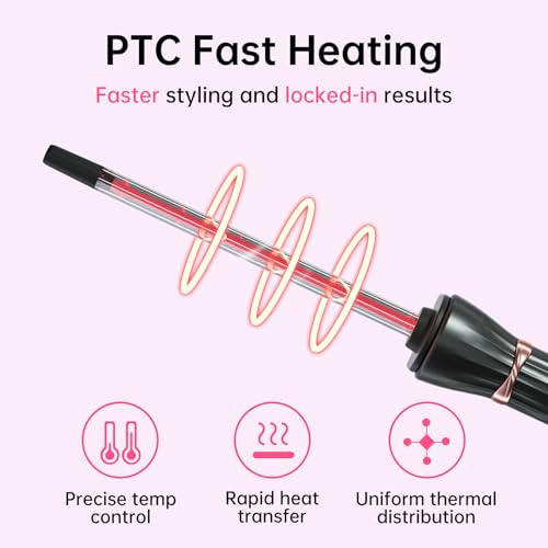 AIMSEE 3/8 Inch Small Wand Curling Iron with 9 Temps, 9mm Mini Hair Curler with LCD Display, Fast Heat Up & Anti-Scald Design, Suitable for Short/Long Hair - Image 3