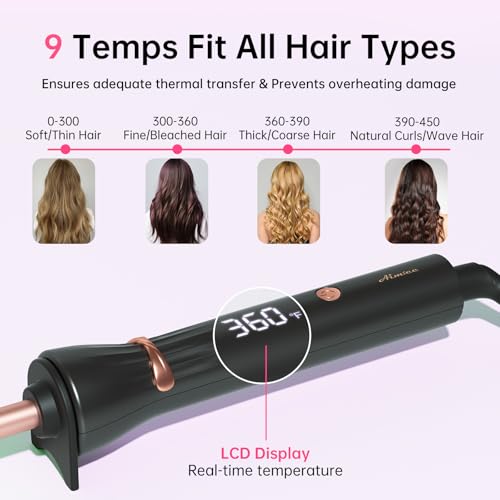AIMSEE 3/8 Inch Small Wand Curling Iron with 9 Temps, 9mm Mini Hair Curler with LCD Display, Fast Heat Up & Anti-Scald Design, Suitable for Short/Long Hair - Image 4