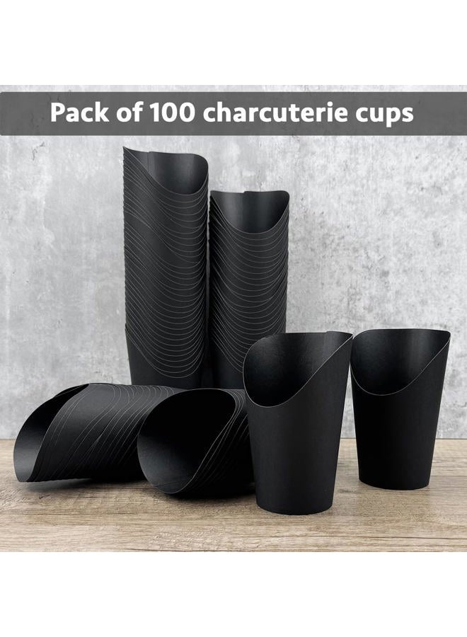 CAMKYDE 100 Pcs French Fries Holder, 12oz Disposable Paper French Fry Cups Black Charcuterie Cups for all Occasions (12oz, Black) - Image 4