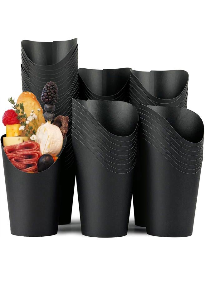 CAMKYDE 100 Pcs French Fries Holder, 12oz Disposable Paper French Fry Cups Black Charcuterie Cups for all Occasions (12oz, Black) - Image 1