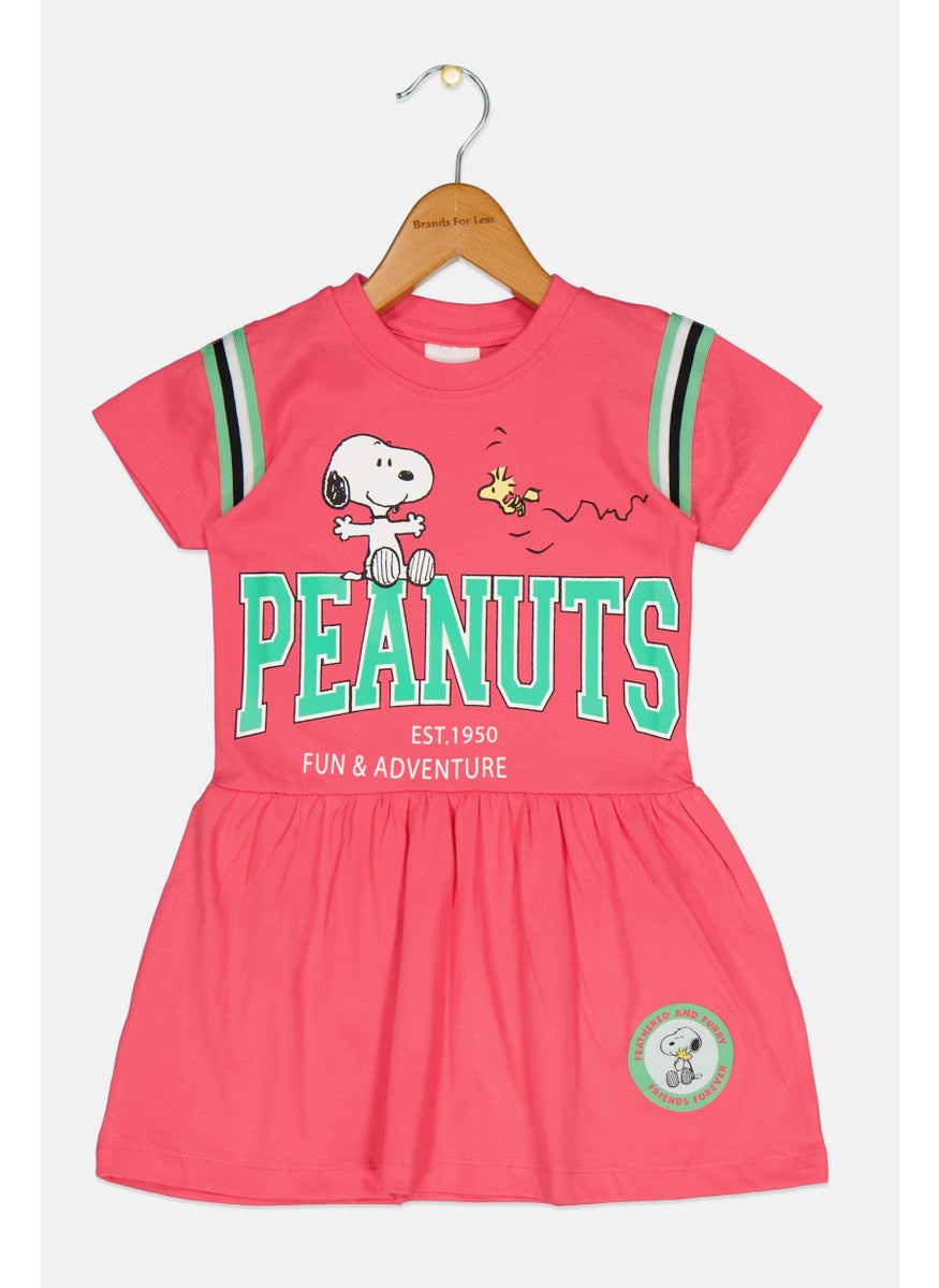 Peanuts Kids Girl  Short Sleeve Graphic Dress, Pink  - Image 1