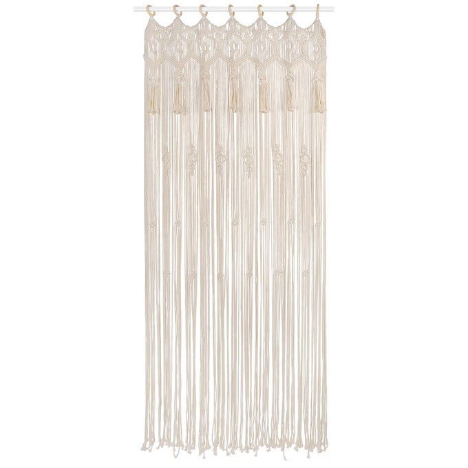 MACRAME CURTAINS 79 X 37 INCH BOHO CURTAINS BACKDROP WITH TASSELS HANDMADE COTTON MACRAME DOOR WALL HANGING WINDOW CURTAIN FOR BEDROOM CLOSET HOME WEDDING BOHEMIAN DECOR