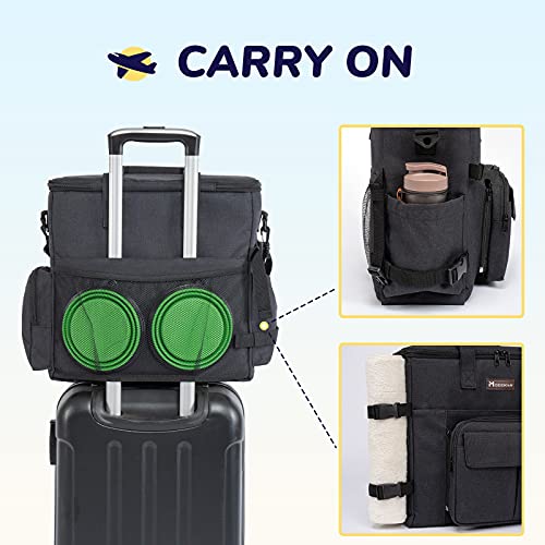 Modoker Dog Travel Bag with 2 Collapsible Dog Bowls, 1 Dog Backpack, Airline Approved Pet Travel BagOrganizer for Supplies & Accessories, 2 Travel Dog Food Container, Black - Image 4