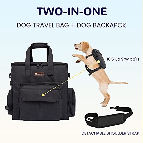 Modoker Dog Travel Bag with 2 Collapsible Dog Bowls, 1 Dog Backpack, Airline Approved Pet Travel BagOrganizer for Supplies & Accessories, 2 Travel Dog Food Container, Black - Image 2