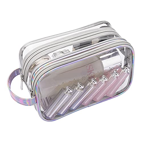 Lermende Clear Makeup Bag, 2 Layer, Water-Resistant, Large, Portable, Transparent, Travel, Women and Girl - Image 1