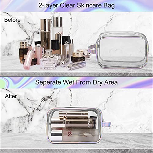 Lermende Clear Makeup Bag, 2 Layer, Water-Resistant, Large, Portable, Transparent, Travel, Women and Girl - Image 5