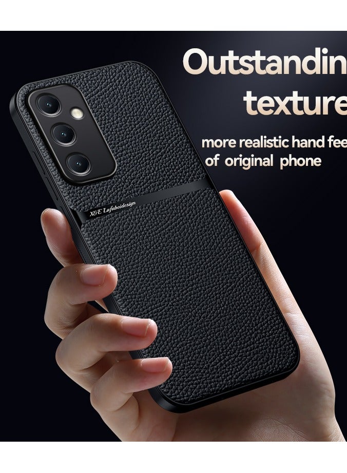 Phone Case Cover Leather TPU Back Case Cover shock resistant Compatible with Samsung Galaxy A34  ( Black ) - Image 2